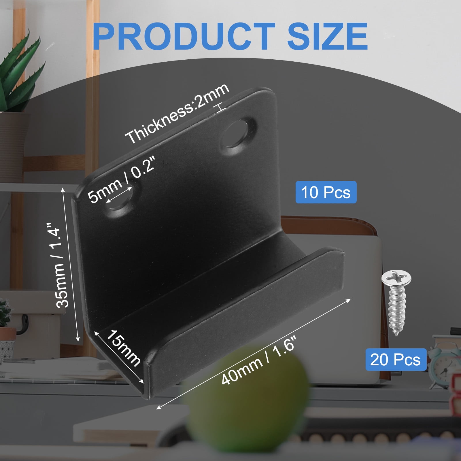 Uxcell 10 Pcs Stainless Steel Tile Hanger Tile Display Bracket Black Inner Width 0.59"