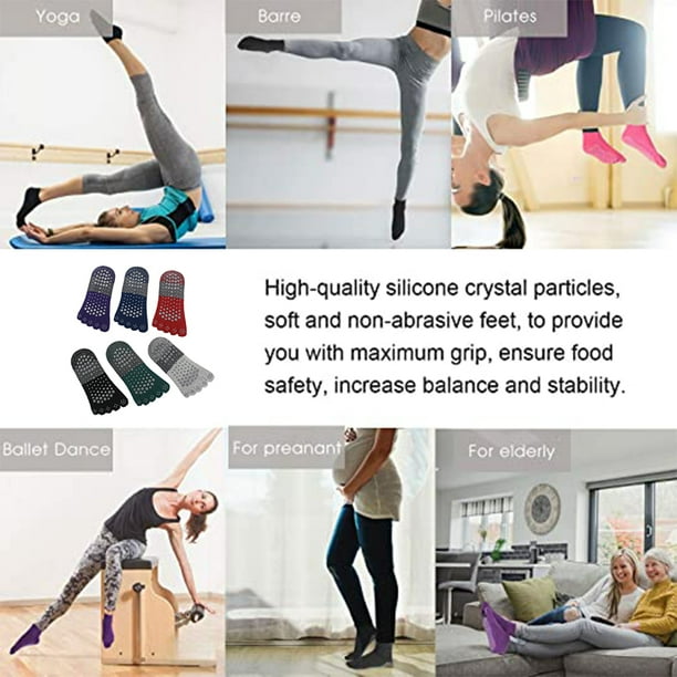 Lot De 3 Paires De Chaussettes Antidérapantes Femme, Grips Pour Yoga, Pilates, Fitness