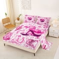 thumbnail image 2 of jejeloiu Pink Disco Cowgirl Full Size Sheets Kids,Girly Western Pattern Bed Sheets,4 Pieces, 2 of 6