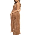 thumbnail image 3 of OUSITAID Bikini d'Été pour Femmes Cover-Up Solide en Tricot Crocheté Creux sur le Cou Sans Manches Côté Fente Pompon Robe de Réservoir, 3 of 8