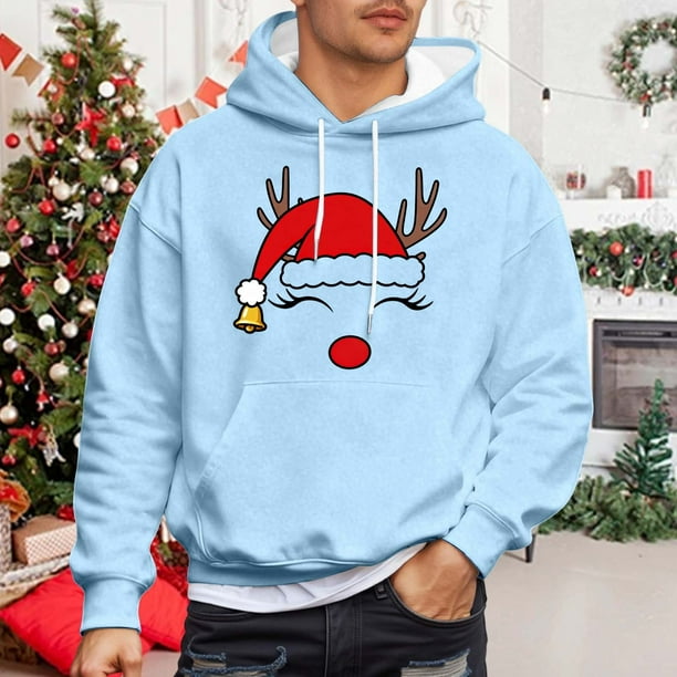 MHFRRA Sudadera con Capucha para Parejas, Divertida y A Juego, de Manga Larga, Estilo Informal y Deportivo Azul