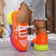 thumbnail image 4 of Rokment Color Block Running Tennis Walking Shoes for Women Comfortable Knit Lace up Athletic Workout Fitness Jogging Platform Sneakers Orange Size 8.5, 4 of 7