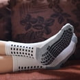 thumbnail image 4 of RATIVE Non-Slip Crew Socks with Grips for Adults, Men and Women, Large, Assorted Colors, 3 Pairs, 4 of 7