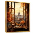 thumbnail image 2 of Designart "Vintage Paris Through the Window II" Cityscapes Framed Wall Art - Industrial Orange Paris Hallway Framed Wall Art Decor, 2 of 6