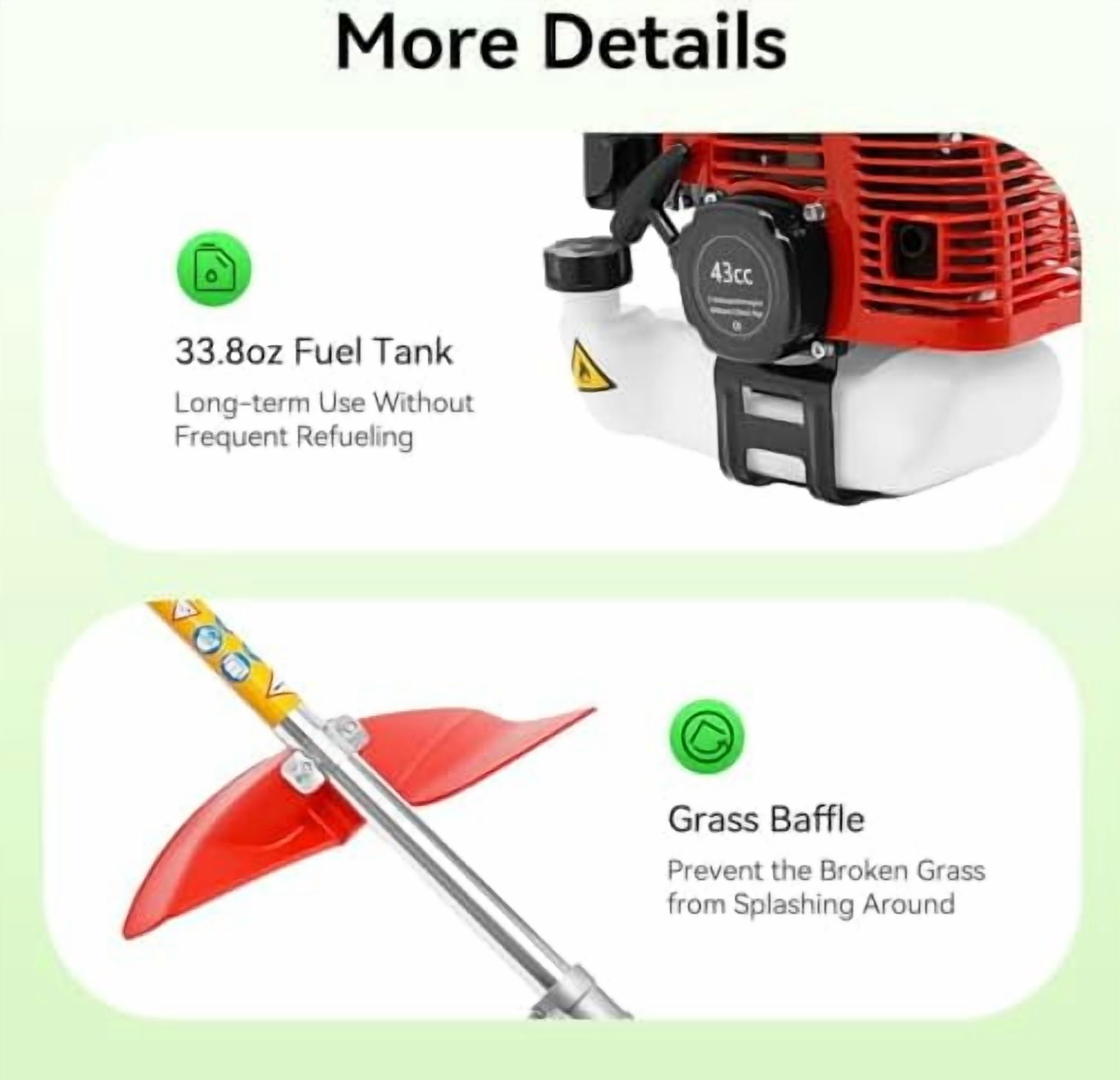 43cc Gas Weed Wacker, 2-Stroke String Trimmer/Edger Single Cylinder Air Cooled Engine with Heavy Duty Straight Shaft Lawn Mower Strings for Home Lawn Orchard Tea Garden Mowing$$Garden & Patio