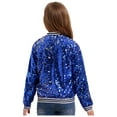 thumbnail image 2 of Xnihocha Kids Girls Sequin Bomber Jacket Sparkly Glitter Long Sleeve Baseball Jackets Hip Hop Jazz Dance Royal Blue 14, 2 of 7