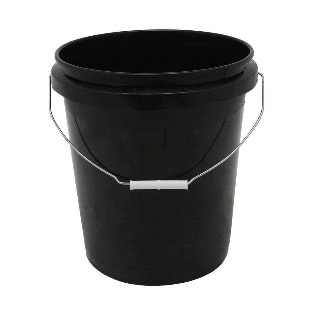 black plastic bucket