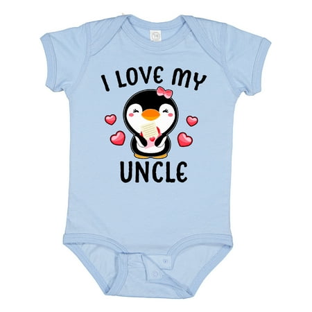 

Inktastic I Love My Uncle with Cute Penguin and Hearts Gift Baby Girl Bodysuit