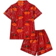thumbnail image 6 of Enjoytime Christmas Womens Pajama Set Print Notch Collar Short Sleeve Shirts Shorts 2 Piece Loungewear Sets Casual Button Down Sleepwear, 6 of 7