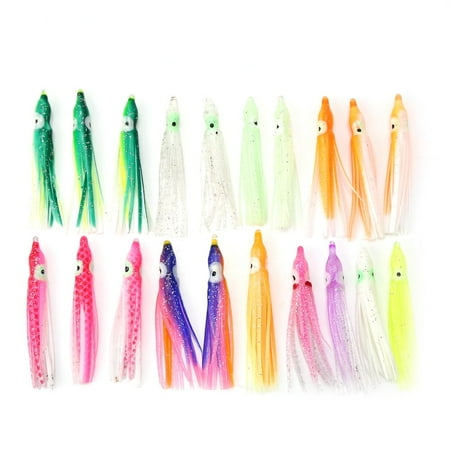 Squid Saltwater Baits 10 Types 20pcs New Useful Mixed Color Squid Skirt Bait Saltwater Soft Sea Fishing Lures Squid Skirt Bait