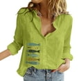 thumbnail image 2 of Green Women Shirts, Fashion Women'S Loose Button Solid Lapel Long Sleeves T Shirt Blouse Tops,Women Shirts XXL, 2 of 5