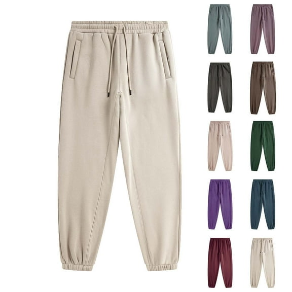 Clearance Under 10$!Fashion Sweatpants for Mens Baggy Plus Size Solid Color Casual Ankle Drawstring Pants Full Length Pants