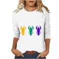 thumbnail image 2 of Cavosen Carnival Day 3/4 Sleeve Blouses for Women Festival Mardi Gras Crewneck Blouse Animal Graphic Print Shirts Holiday Novelty Tops Loose Athletic T-Shirts Party Shrove Tuesday S, 2 of 5