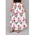 thumbnail image 2 of Women White & Red Floral Cotton Maxi Skirt | Boho Flow | Elastic Waist | Summer Wear - L, 2 of 6