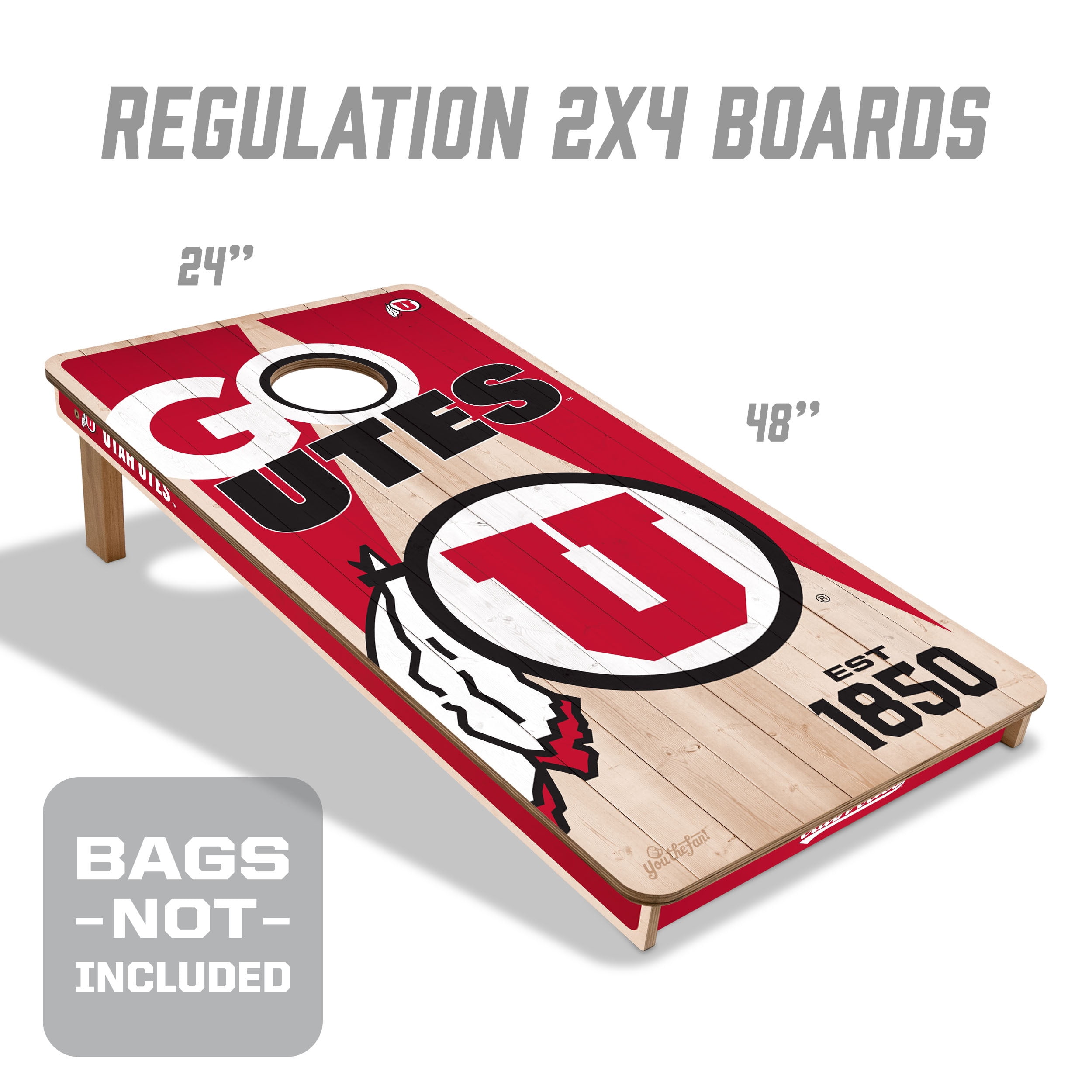 YouTheFan NCAA Utah Utes 2' x 4' Cornhole Game No Bags