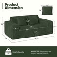 thumbnail image 3 of Hawsaiy 75" Corduroy Loveseat Sofa with Wide Armrests & Removable Pillows, No Assembly Foam Couch, Vacuum Packed, High-Density Support,Green, 3 of 12