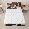 thumbnail image 4 of Homewish Rustic Cowhide Print Zipper Twin Comforter Sets with Fitted Sheet and 2 Pillowcases,Western Cowboy Texas Stars Zipper Bedding Set For Men Adults,Reversible,4 Pieces, 4 of 7