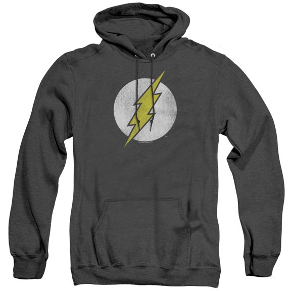 DC Comics Flash Flash Logo Distressed Adult Heather Hoodie Sweatshirt Black