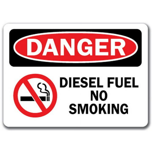 Danger Sign - Diesel Fuel No Smoking with Graphic - 10" x 14" OSHA Safety Sign