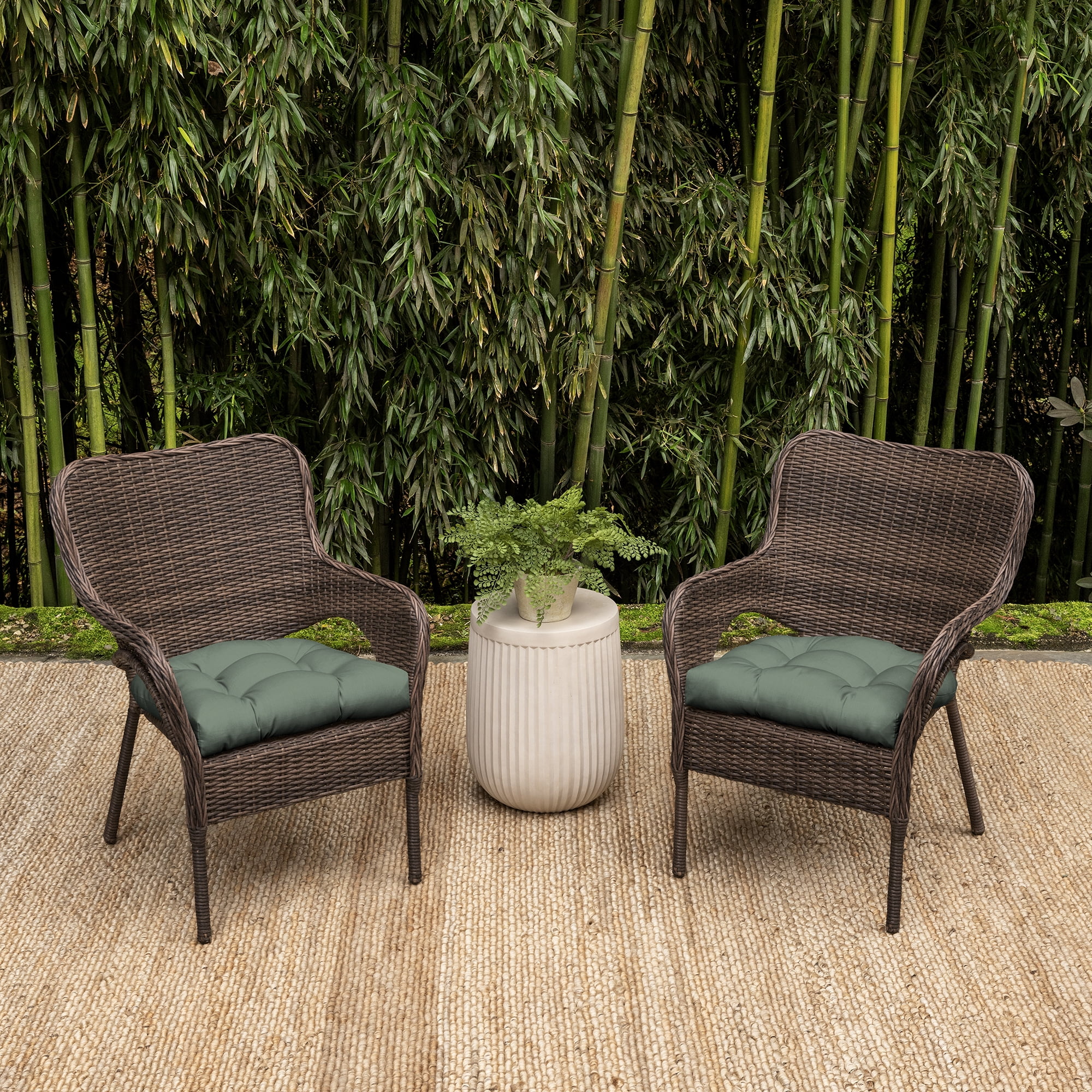 ARDEN earthFIBER Outdoor Plush Wicker Chair Cushion, 2 Pack, 20 x 18, Rain-Proof, Fade Resistant, Tufted Cushion for Wicker, Adirondack, and Rocking Chairs