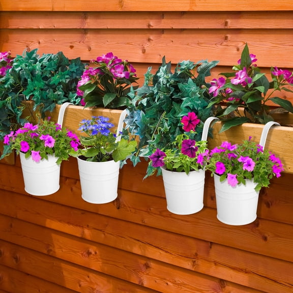 LABRIMP 4Pcs Iron Hanging Buckets for Railing 7.47X3.93X3.93in