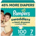 thumbnail image 1 of Pampers Swaddlers Diapers, Size 7 (26-50 lbs), Absorbent, Keeps Baby Dry and Comfortable, Skin Safe Disposable Baby Diaper, 1 of 27