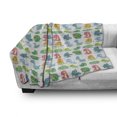 thumbnail image 2 of Jurassic Soft Flannel Fleece Throw Blanket, Colorful Dinosaur Pattern Beast Fantasy Primeval Times Happiness, Cozy Plush for Indoor and Outdoor Use, 50" x 60", Green Turquoise Marigold, by Ambesonne, 2 of 5
