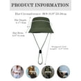 thumbnail image 4 of HonorHut Sun Hats Waterproof Lightweight Bucket Caps Packable Summer Cap with Adjustable Chin Strap Breathable Hiking Fishing Hat Outdoor Protection Military Green, 4 of 7