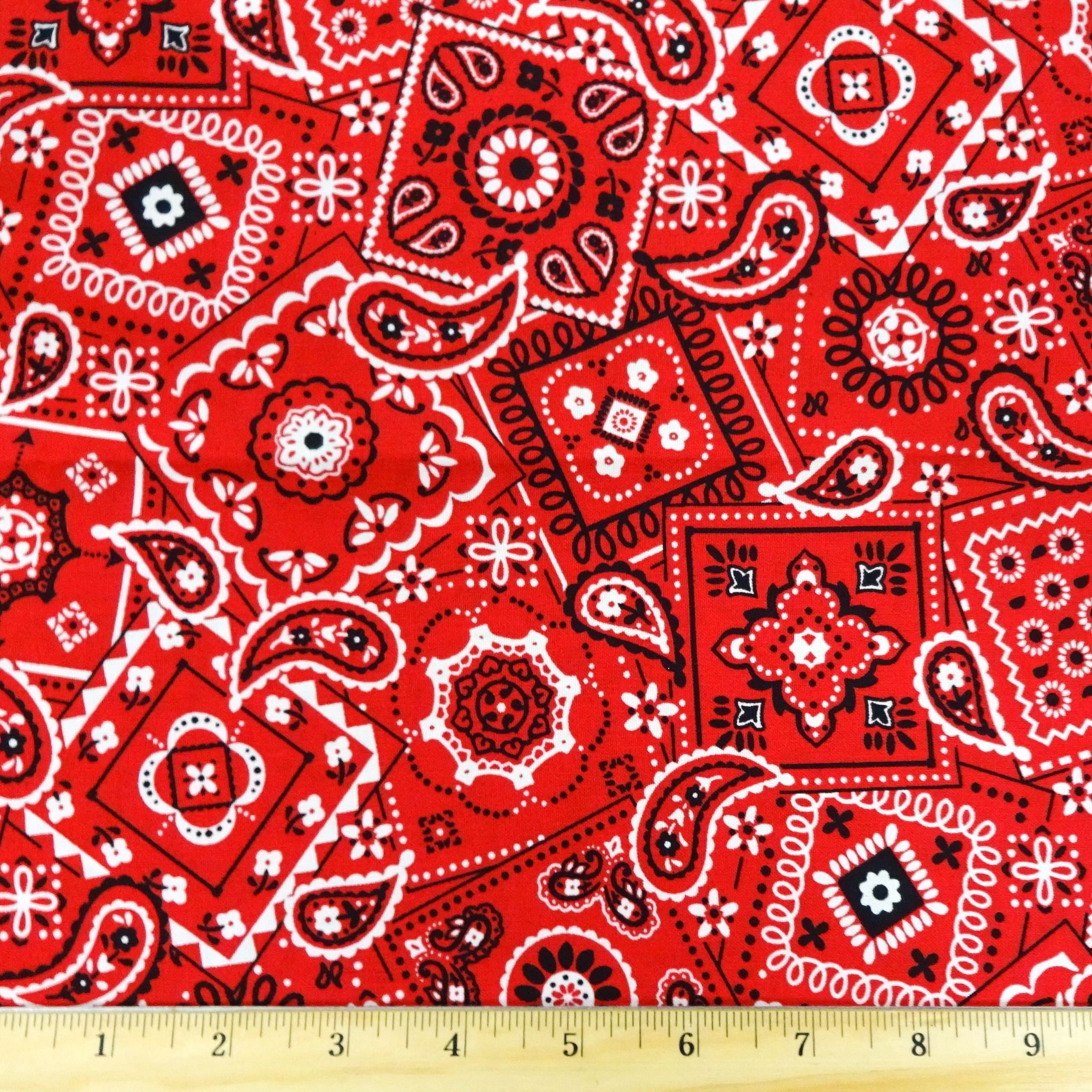 Waverly Inspirations 1 yard Cut 100% Cotton Bandana Print Fabric, Poppy Red, 44" Wide for Quilting & Sewing