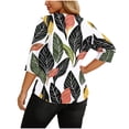 thumbnail image 2 of Plus Size Tops for Women Asymmetrical Square Neck with Button Detail Short Sleeve T-shirts Dressy Casual (2XL, Green-Leaves), 2 of 7
