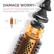 TYMO STYLUX Thermal Brush, 3-in-1 Heated Round Brush for Blowouts, Straightening & Curling, 1.7-inch Ceramic Barrel, Dual Voltage, Black
