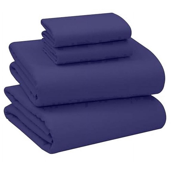 Ruvanti Flannel Sheets Full Size - 100% Cotton Brushed Flannel Bed Sheet Sets - Deep Pockets 16 inches (Fits up to 18") - All Seasons Breathable & Super Soft - Warm & Cozy - 4 Pcs - Navy Blue