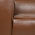 thumbnail image 6 of GDF Studio Minkler Contemporary Faux Leather 3 Seater Sofa, Cognac Brown and Dark Walnut, 6 of 7