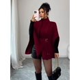 thumbnail image 7 of Women's Khaki Cloak Shawl Scarf Waist Belt Decor Jacket, Burgundy, Sizes, 7 of 7