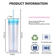 thumbnail image 2 of 450ml transparent double-layer straw cup with colored lid, double-layer water cup with strawTransparent sky blue, 2 of 4