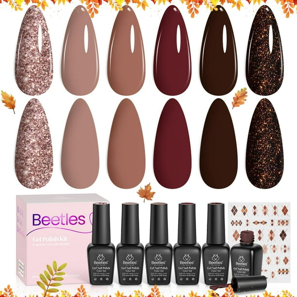 Set de esmaltes en gel Beetles College Style, 6 colores para otoño e invierno