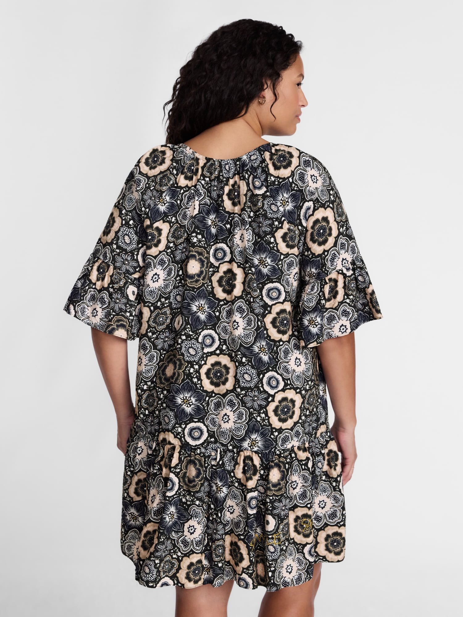 Terra and Sky Women's Split Neck Dress, Sizes 0X-5X