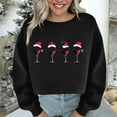 thumbnail image 4 of Turilly Women's Christmas Hoodless Sweatshirts Themed Short Shoulder Long Sleeve Printed Pullover Sweatshirt, 4 of 5