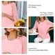 thumbnail image 4 of Blusa de manga 3 cuartos de encaje de verano Ticfox Color sólido Cuello redondo Tops casuales Rosa XXL, 4 of 5