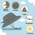thumbnail image 4 of Protective Baby Bucket Sun Hat With UPF 50+ Protection Adjustable Infant Summer Beach Hats For Boy & Girl Breathable Toddler Swim Pool Play Sunhat With Wide Brim 12-24 Months Grey S, 52 CM, 4 of 5