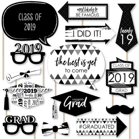 Black and White Grad - Best is Yet to Come - Black and White 2019 Graduation Party Photo Booth Props Kit - 20 (Best 18th Party Themes)
