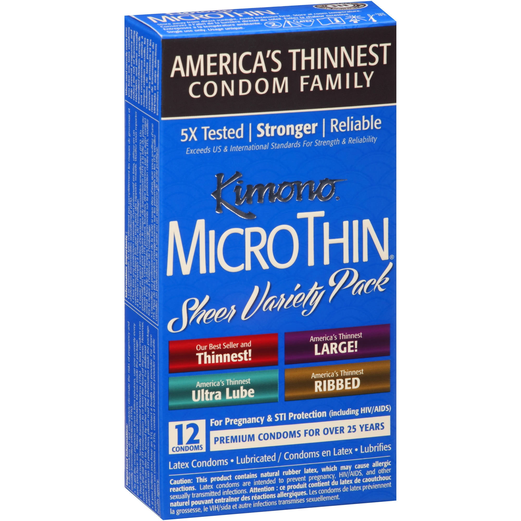 Kimono MicroThin Variety Pack Assorted Lubricated Latex Condoms - 12 ct