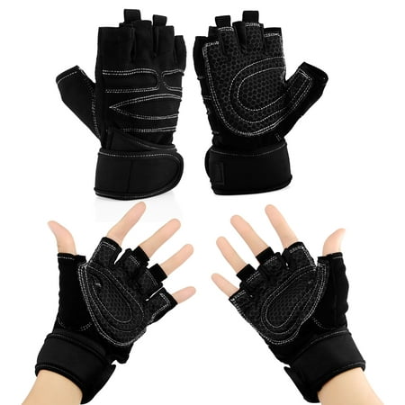 Workout Gym Half Finger Gloves Weight Lifting Wrist Wrap Sports Exercise Training