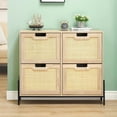 thumbnail image 2 of Ourlova Armoire à Chaussures en Rotin avec Tiroir Basculant Portes Rangement 4 Portes avec Tablettes Ajustables Armoire Autoportante pour Entrée Naturel, 2 of 7