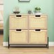 thumbnail image 4 of Qinaqin 4- cm de Profundidadoor Rattan Shoe Gabinete Organizador con Vuelco Cajón Profundidadoors Ajustable Shelves Freestanding para Entryway Natural, 4 of 7