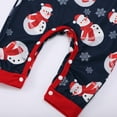thumbnail image 5 of HOWPAY Family Christmas Pajamas Matching Sets Snowman Graphic Crew Neck Long Sleeve Bodysuit Holiday Loungewear Outfits for Bady Comfy Soft Xmas Lounge Sets Blue 6M, 5 of 7