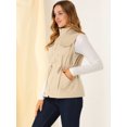 thumbnail image 4 of INSPIRE CHIC Women's Sleeveless Drawstring Waist Pocket Sleeveless Zipper Utility Vest, 4 of 6