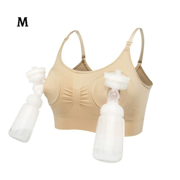 Women Nursing Bra Handsfree Breastfeeding Brassiere Adjustable Elastic Breast Pumping Bra, Skin