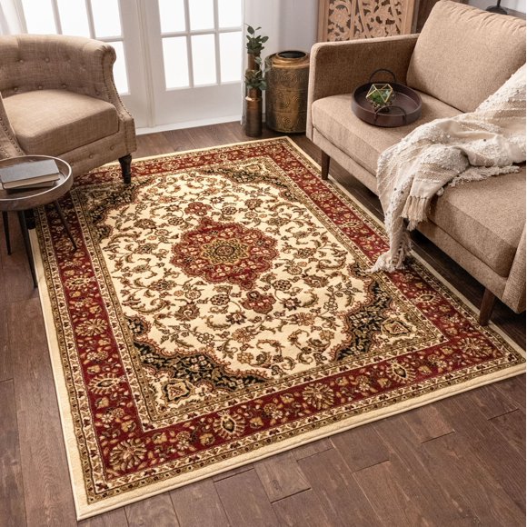 Well Woven Barclay Medallion Kashan Ivory Traditional Area Rug 3'11'' X 5'3''
