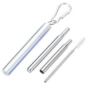 Dragonus Reusable Collapsible Stainless Steel Straw with Case and Long Cleaning Brush for Travel